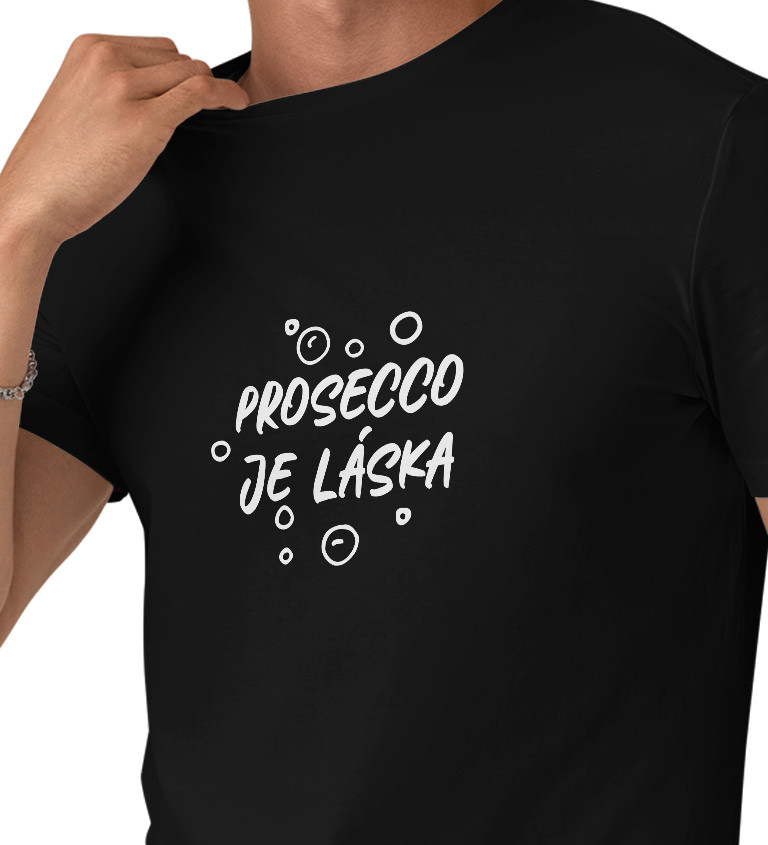 Pánské tričko černé Prosecco je láska S