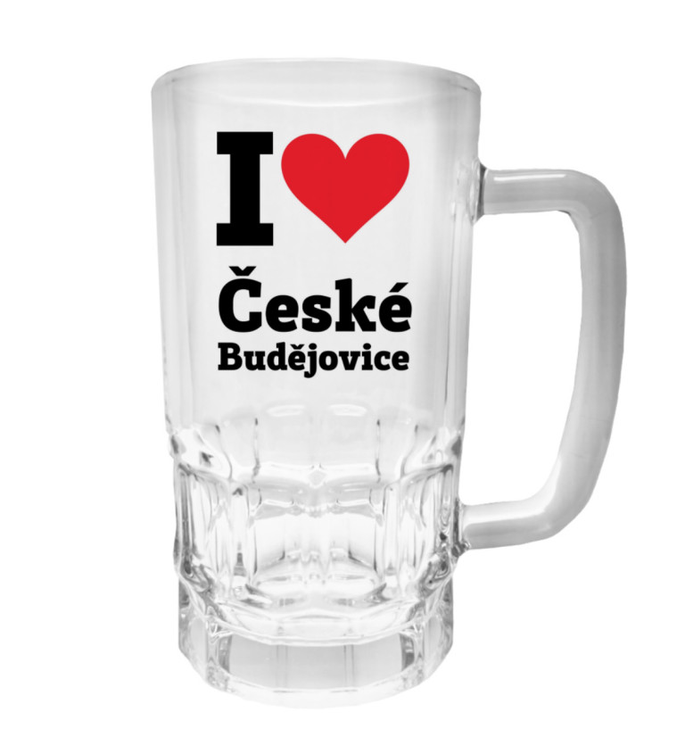 Půllitr s potiskem - I love České Budějovice, 500 ml