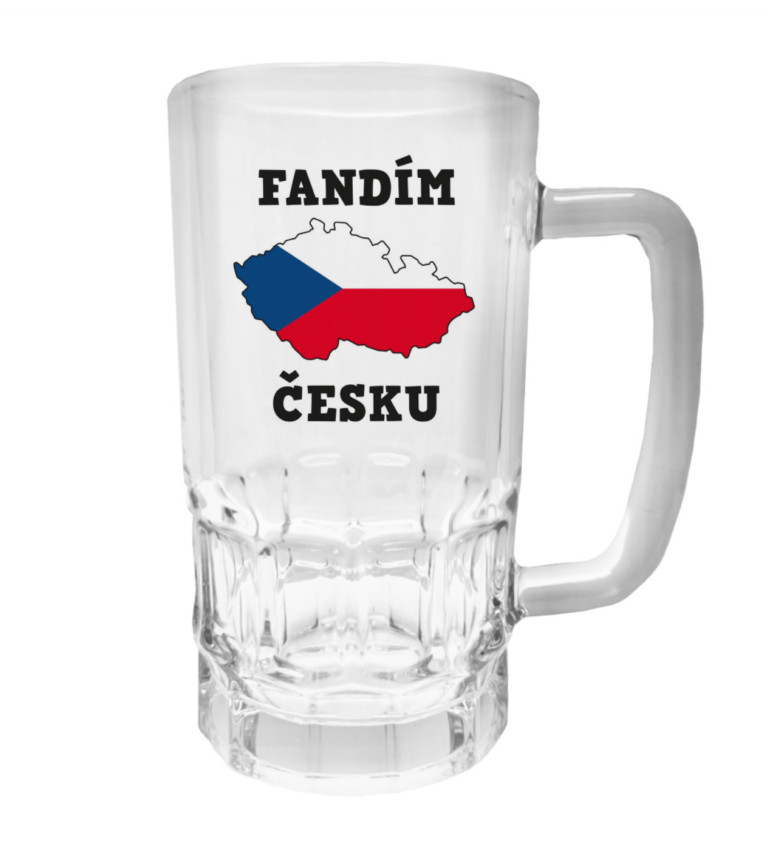 Půllitr s potiskem - Fandím česku, 500 ml