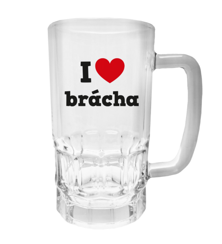 Půllitr s potiskem - I love brácha, 500 ml