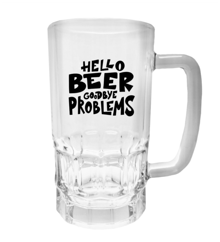 Půllitr s potiskem - Hello beer goodbye problems, 500 ml