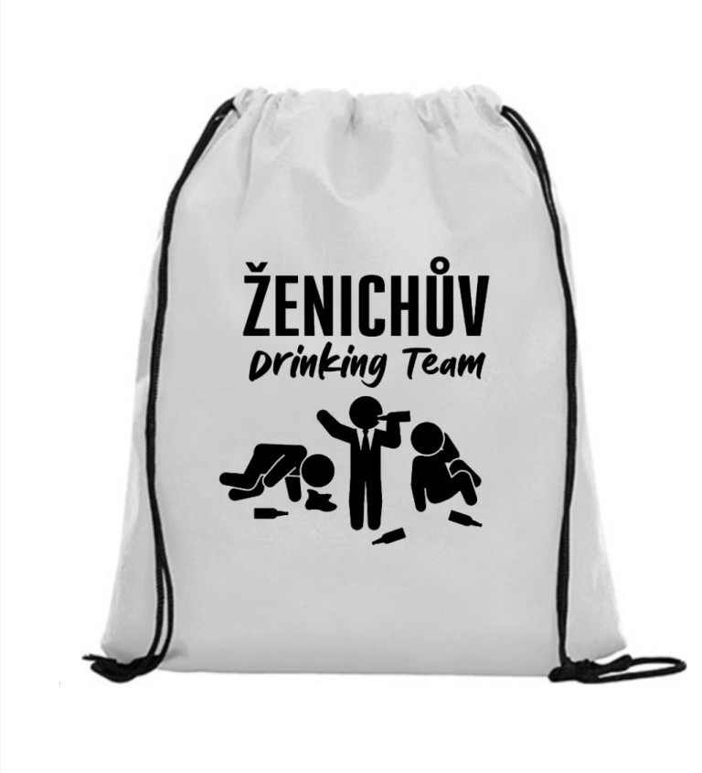 Vak na záda - Ženichův drinking team, 36x42 cm, bílý