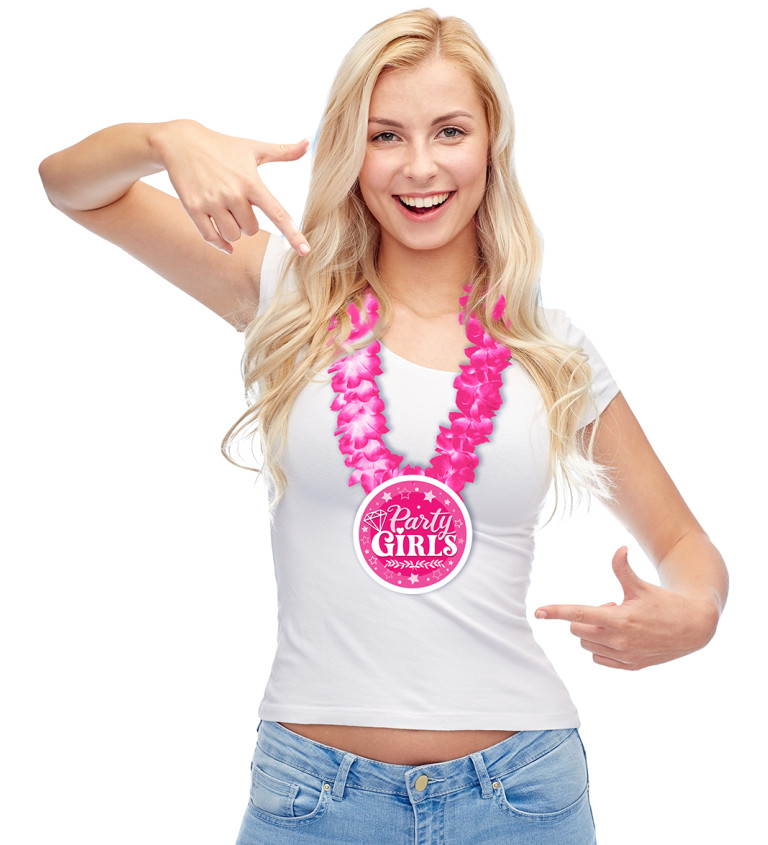 Růžový havajský věnec "Party girls"
