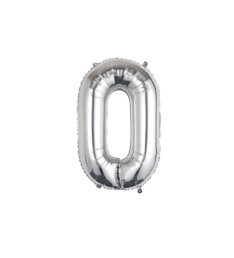 Fóliový balónek - číslo 0 stříbrné, 89 cm