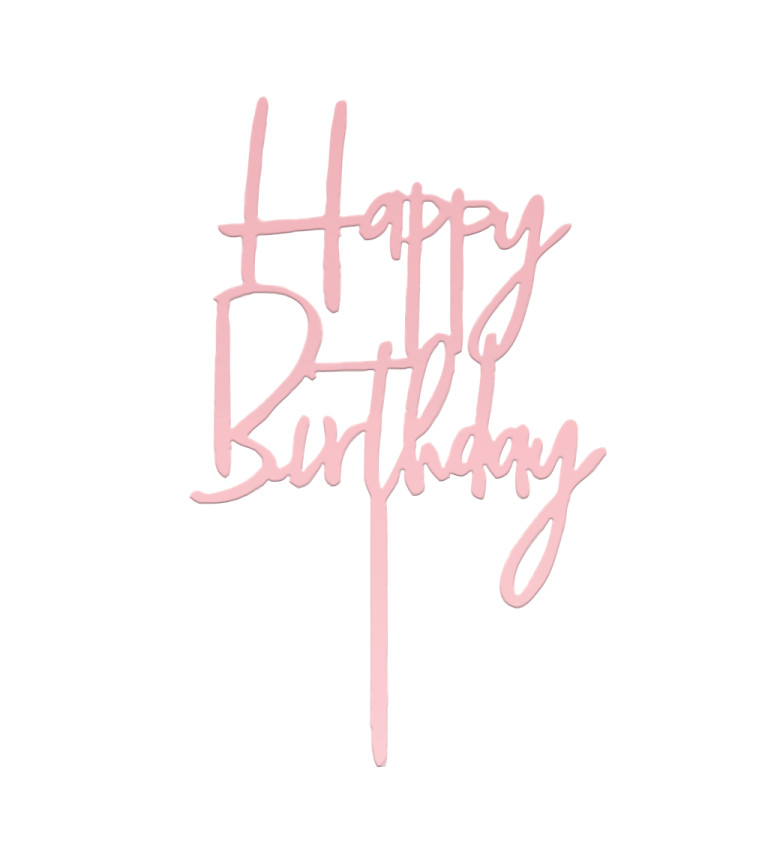 Zápich do dortu Happy birthday - Rosegold