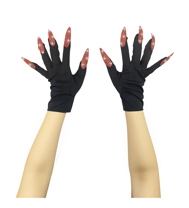 Černé rukavice s červenými drápy