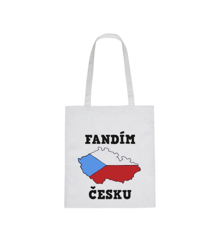 Plátěná taška - Fandím česku, 36x42 cm, bílá