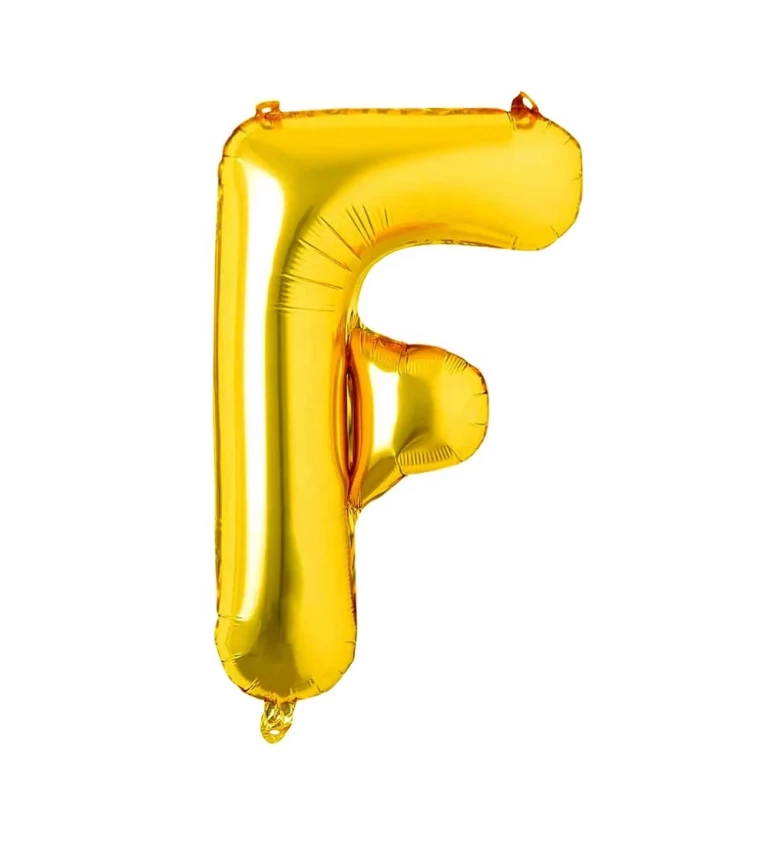 Zlatý fóliový balónek: písmeno F 80 cm
